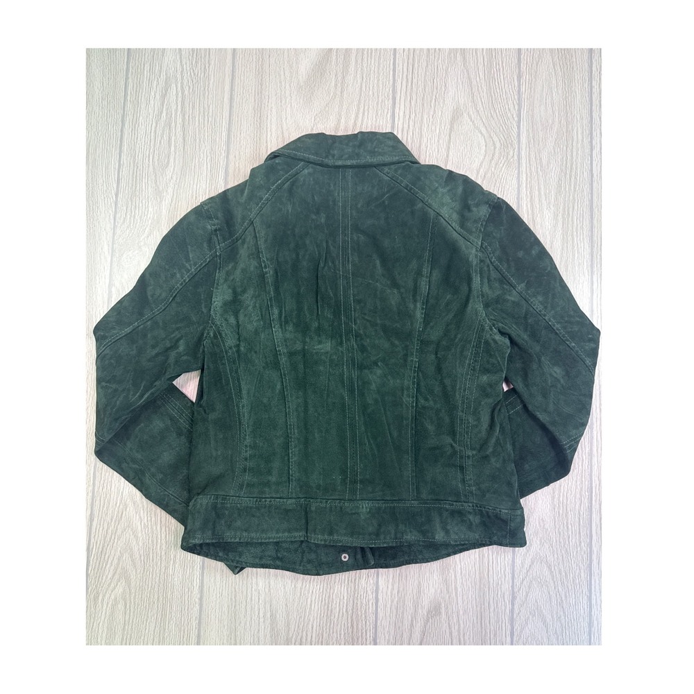 BlankNYC Dark Green Suede Moto Jacket Biker Asymmetrical Zip - Picture 2 of 4